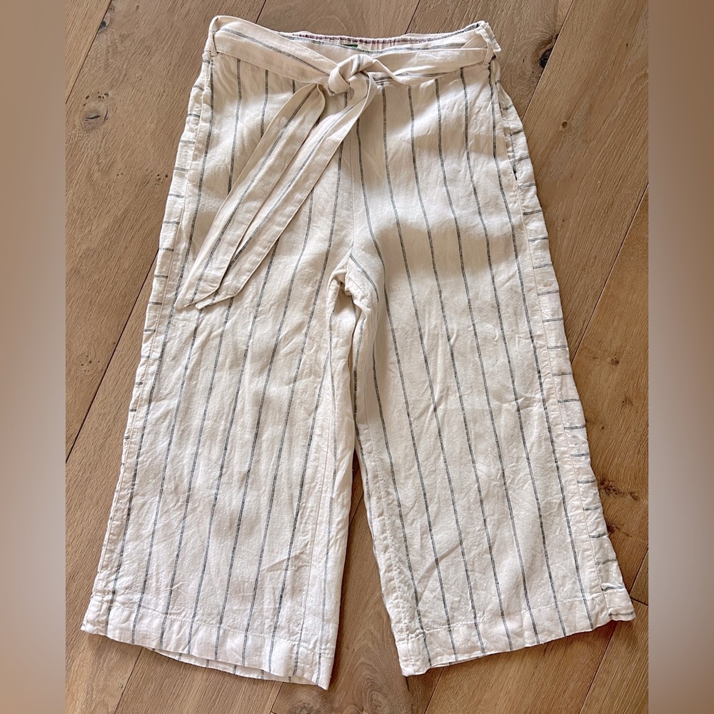 Anthropologie Portia Striped Cropped Linen Pants - S